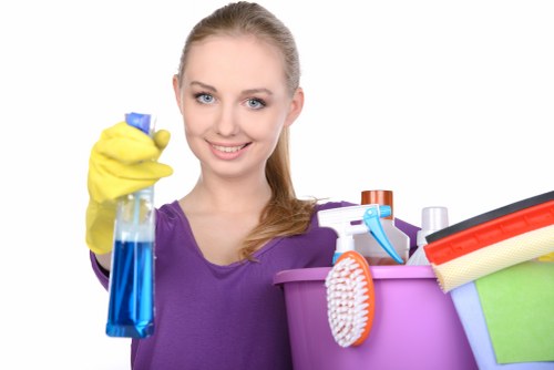 Professional cleaning team working in a SE4 property with local access challenges